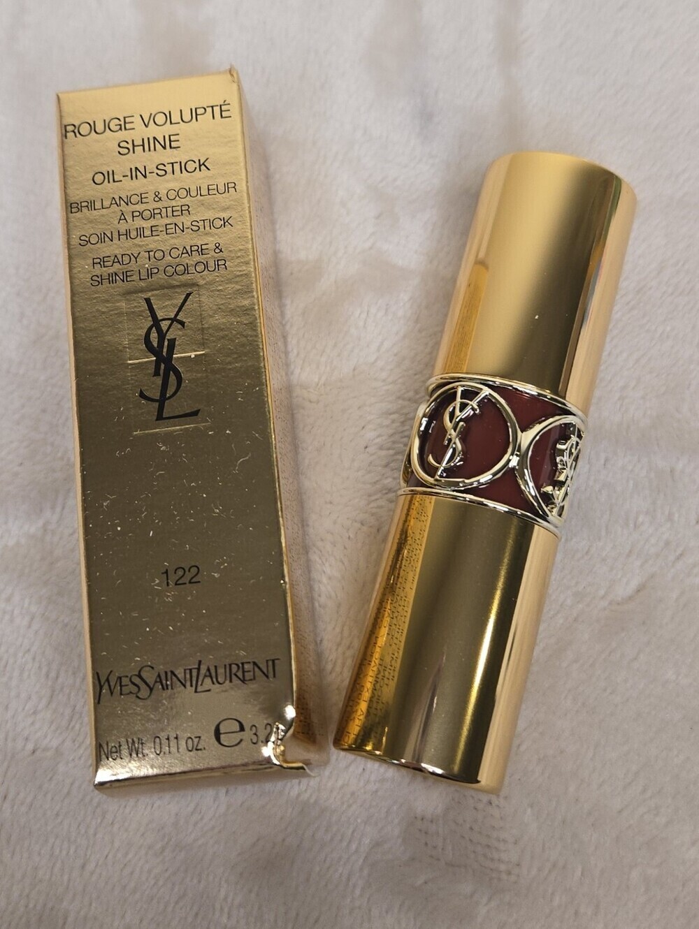BURNT ZELLIGE 122 Yves Saint Laurent YSL Rouge Volupté Shine Oil-In-stick
